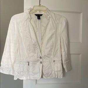 White House Black Market Lace Blazer White Structured Design